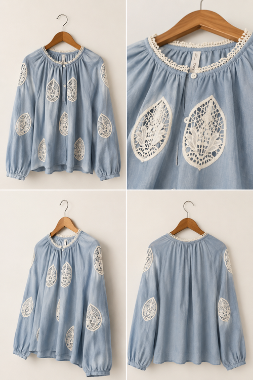 MNG Cotton Embroidered Blouse