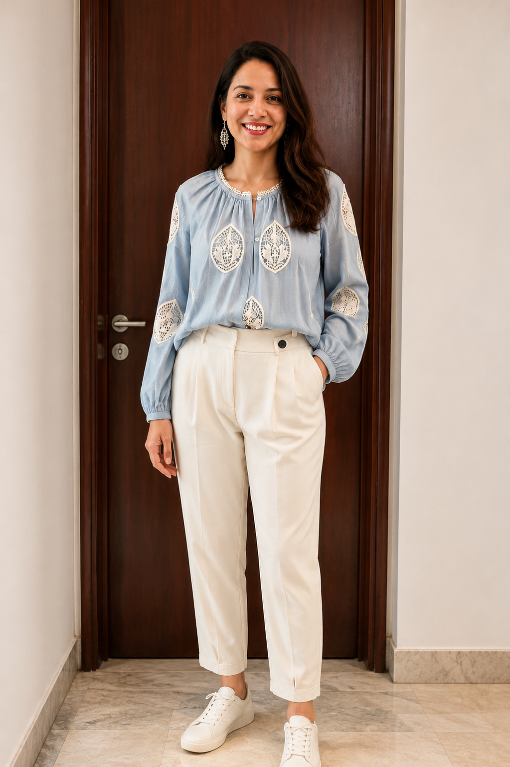 MNG Cotton Embroidered Blouse