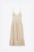 Embroidered Linen Blend Midi Dress Elegance