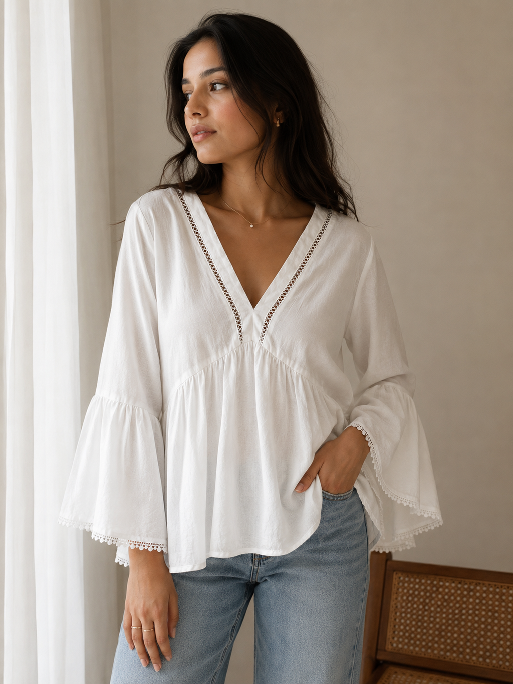 ZARA Lace Trim Top