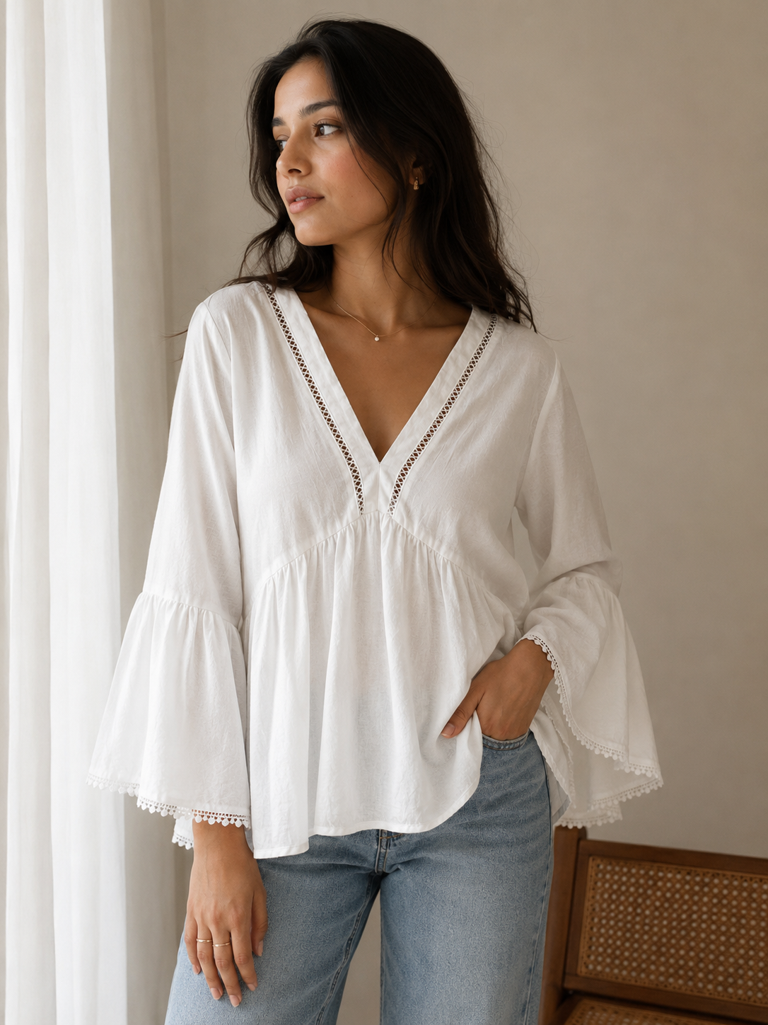 ZARA Lace Trim Top